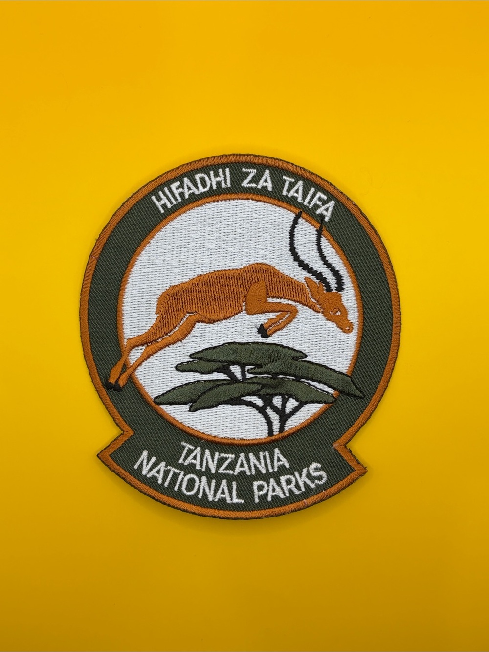 Vintage Tanzania National Parks Iron on Patch with Leaping Gazelle